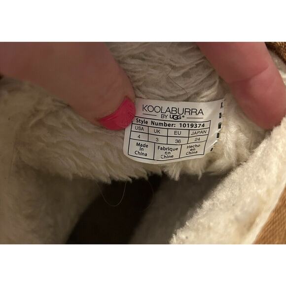 Koolaburra By UGG‎ Boots Youth 4 Short Shearling Winter 1019374 Brown Leather - Picture 11 of 11